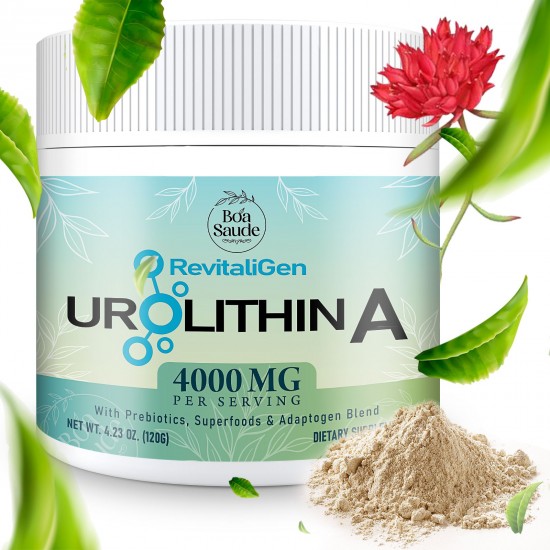 BoaSaude Urolithin A 2000 mg Powder – Adaptogen Blend, Prebiotics, High Absorption, 4.23 oz