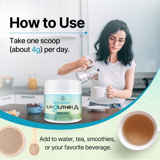 BoaSaude Urolithin A 2000 mg Powder – Adaptogen Blend, Prebiotics, High Absorption, 4.23 oz