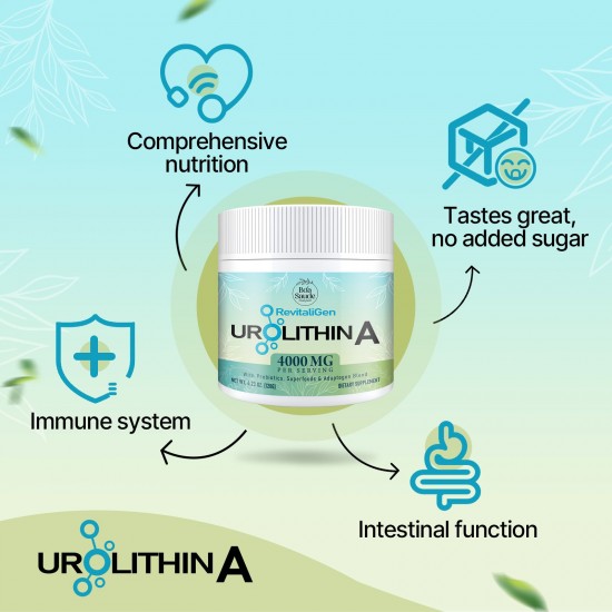 BoaSaude Urolithin A 2000 mg Powder – Adaptogen Blend, Prebiotics, High Absorption, 4.23 oz