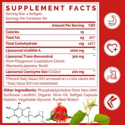 Gesundgeist Liposomal Urolithin A Supplement with CoQ10 & Trans-Resveratrol, 1500mg 120 Softgels