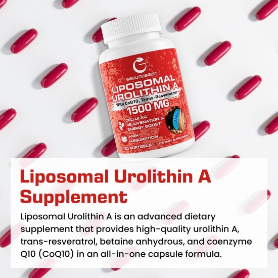 Gesundgeist Liposomal Urolithin A Supplement with CoQ10 & Trans-Resveratrol, 1500mg 120 Softgels Gesundgeist Liposomal Urolithin A Supplement with CoQ10 & Trans-Resveratrol, 1500mg 120 Softgels