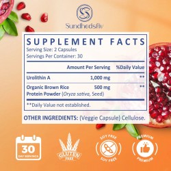 Sundhedsliv Urolithin A 1500mg + Brown Rice Protein | High Absorption Mitochondrial & Exercise Performance Support | Gluten-Free, 60 Capsules